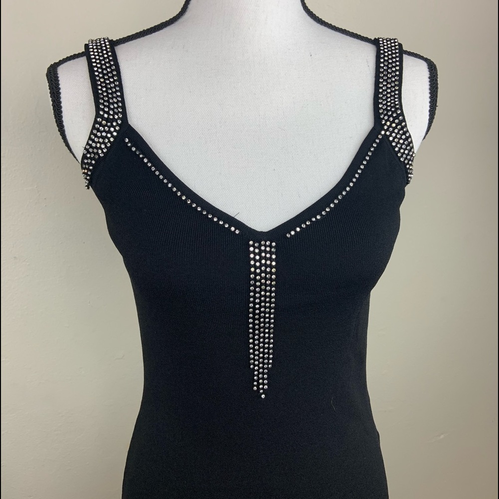 Belldini Sleeveless sweater with rhinestones
